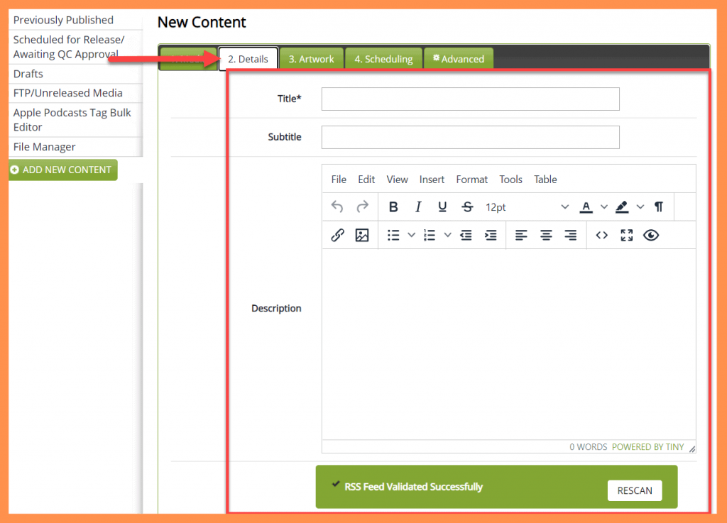 Libsyn Fill in Details