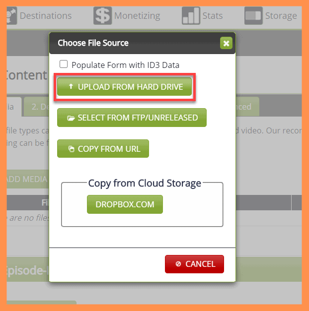 Libsyn Upload from Hard Drive